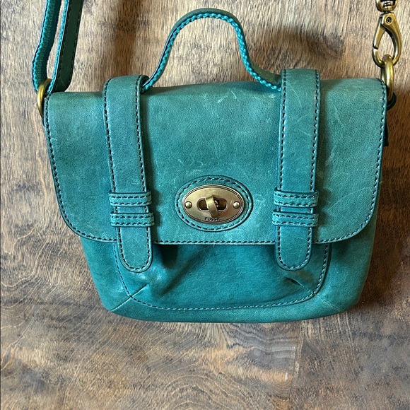 Fossil Handbags - Fossil Turquoise Leather Crossbody Bag